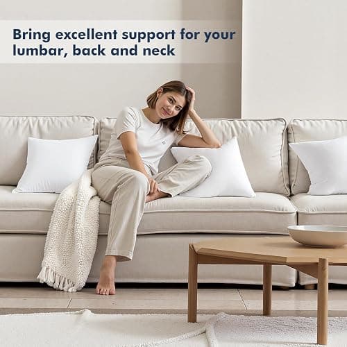 MIULEE Throw Pillows Inserts, Pack of 2 18x18 Inch 100% Virgin Fiber Filling Bed Couch Pillows - 2 - 18x18 Inch thumbnail 6