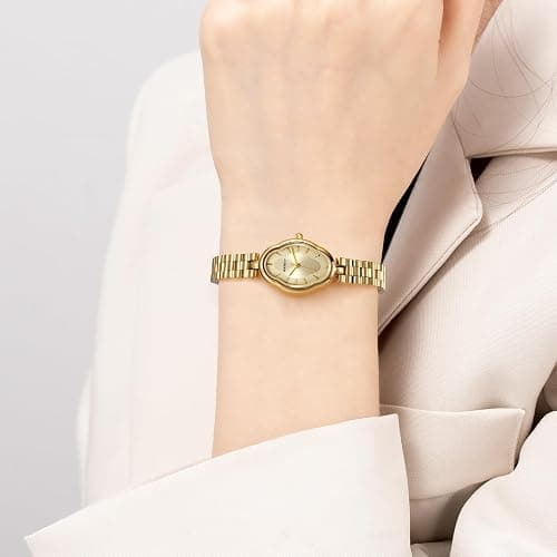 BERNY Gold Watches for Women Dainty Ladies Quartz Watch Vintage Copper Mirrors Shape Japanese Quartz Movement 3ATM Waterproof Fashion Female Wrist Watch Luxury Birthday Gifts thumbnail 5