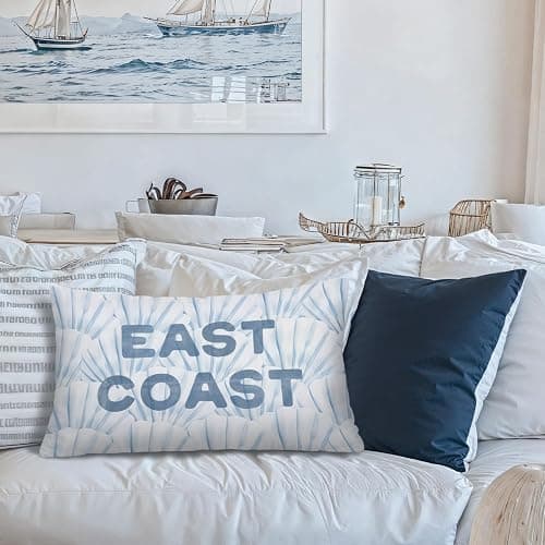Lacama Coastal Room Decor, Blue Coastal Throw Pillow Cover 12x20, Blue Dorm Decor, East Coastal Decorative Throw Pillow Covers Pillowcases for Couch Bed Girly Room Bedroom Dorm thumbnail 5