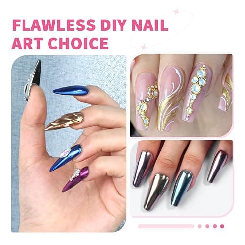 SAVILAND Chrome Nail Powder Set: 48 Colors Metallic Mirror Effect Chrome Nail Powder for Gel Polish Aurora Holographic Silver Gold Nail Chrome Powder for Gel Nails Art Decoration & French Manicure DIY thumbnail 4