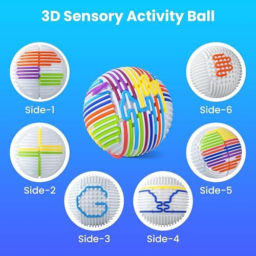 Keculf Upgraded 3D Sensory Activity Ball With 25 Strings, Diy Push Peel Sensory Activity Board, Sensory Fidget Toys for Autism Adhd Kids Adults Calming Stress, Travel-Friendly Toys Stress Relief Gifts thumbnail 6