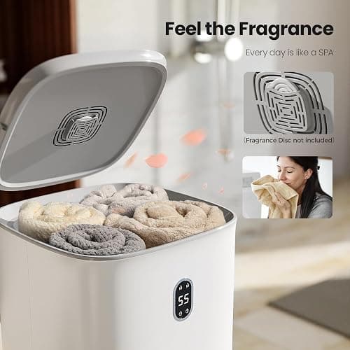 AGLUCKY Towel Warmer for Bathroom, 40L Large Towel Warmers Bucket with 2 Heating Modes, LCD Screen, 20/40/60/90 Min Auto Shut-Off, Fits 2 Blankets, Bathrobes, PJ's, Ideal Gift for Family, White thumbnail 6