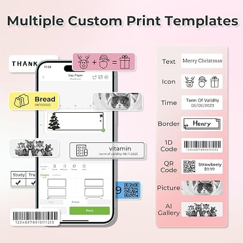 Nelko Label Maker Machine with Tape, P21 Bluetooth Label Printer, Wireless Mini Label Makers with Multiple Templates for Organizing Office Home, Pink thumbnail 3