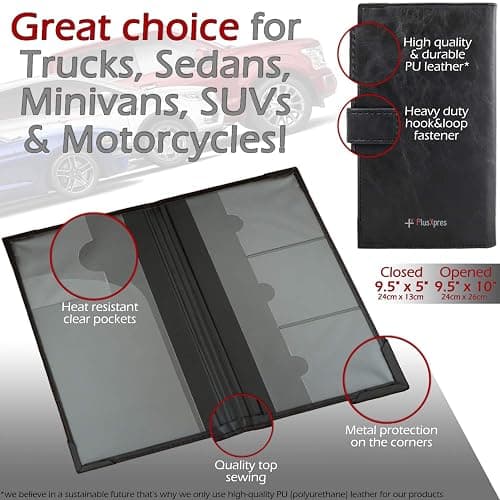 PlusXpres Registration and Insurance Card Holder - Car Organizer - Black | Vehicle Glove Box Document Organizer, Auto Essential Paperwork Holder for Contact Information Cards, Interior Car Accessories thumbnail 5