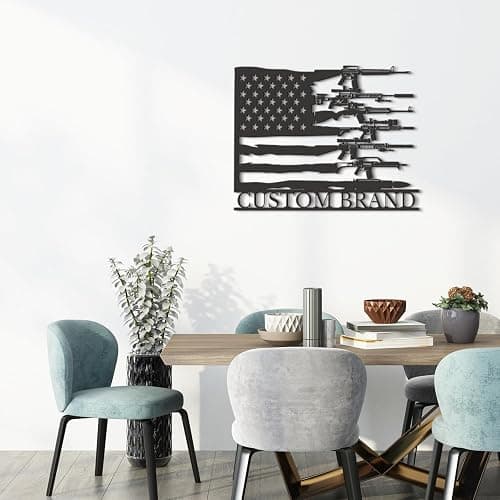 Custom Metal Gun Sign, Personalized Armory Name Sign, Custom Old Flintlock Pistol Metal Wall Art, Rifle Wall Art (Style-5) thumbnail 6
