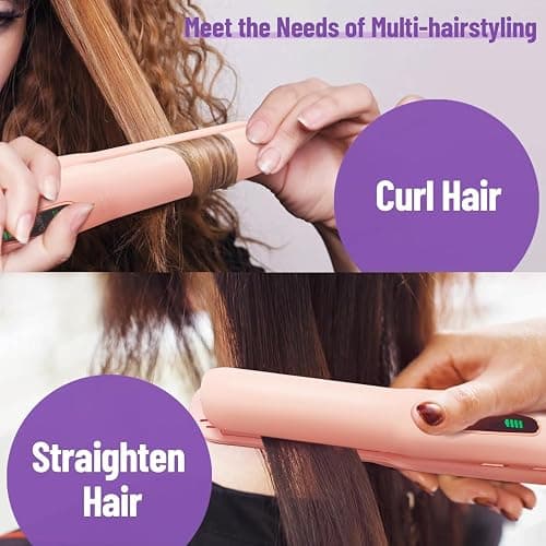 SUNMAY Cordless Hair Straightener, Titanium Portable Straightener for Travel, Dual Voltage Cordless Flat Iron Hair Straightener 2 in 1 with Comb & Clip for Women, Heat-up in Seconds, USB-C Fast Charge thumbnail 3