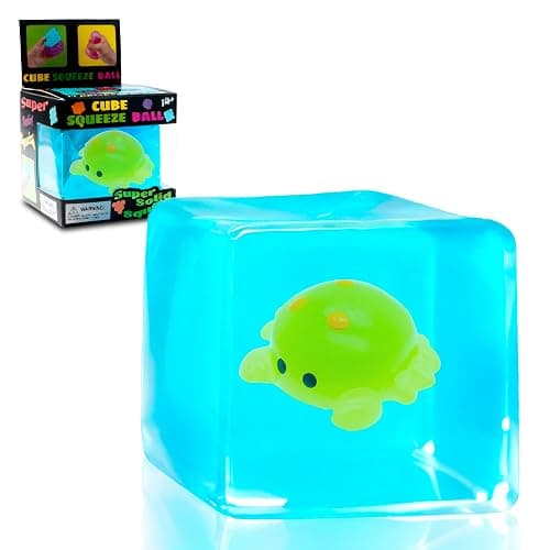 Fidget Squishy Stress Cube Toys, Glow in The Dark with Cute Crab, Stress Relief Toy for Kids & Adults Holiday Presents, Gifts for Halloween and Christmas - Image 1