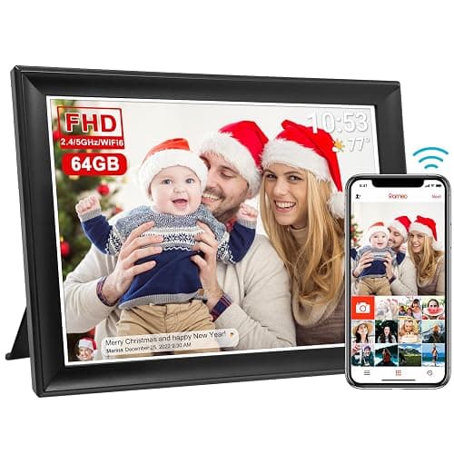 64GB FRAMEO 10.5 Inch Smart WiFi Digital Photo Frame 1920x1280 FHD IPS LCD Touch Screen, Auto-Rotate, 64GB Storage, Support SD Card & USB Drive, Share Moments Instantly via Frameo App from Anywhere - Image 1