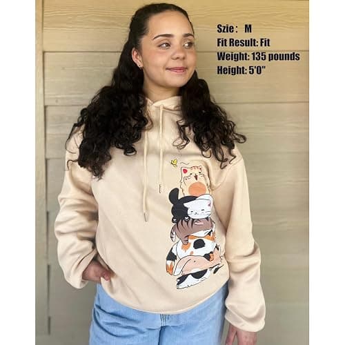 Tuislay Cute Cat Graphic Hoodies for Teen Girls Kawaii Cartoon Printed Hoodie Women Anime Print Hooded Sweatshirt Pullover thumbnail 2