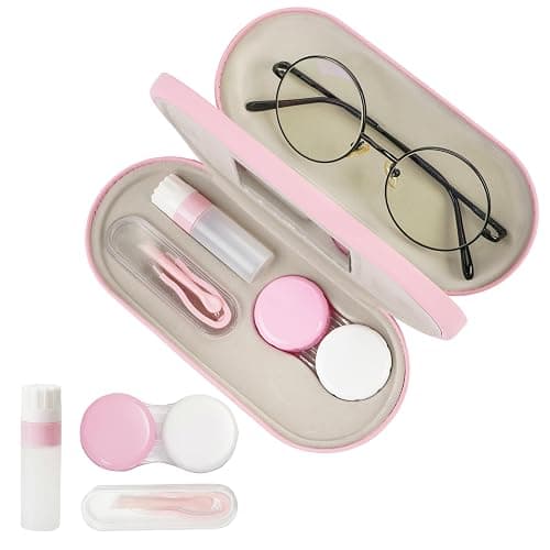 Eyeglass Case Double Sided Travel Size Cute Portable Contact Lens Box 2 in 1 Multifunction With Tool for Daily Outdoor Office - Image 1