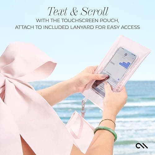 Case-Mate Pink Bow Beach Tote - Lightweight Beach Bag with Phone Pouch for Women - Waterproof, Tip-Proof, Foldable & Washable - Tote Bag for Beach, Pool, Travel and Vacation - Large - Ballet Pink - Large thumbnail 9