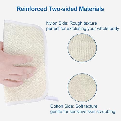 Exfoliating Washcloth (3 Pack), Shower Cloth for Body and Face Exfoliator Scrubber, Two Sides Exfoliate Shower Rag Wash Cloths Nylon Cotton Loofah Sponge Scrub Towel estropajos para el cuerpo thumbnail 5