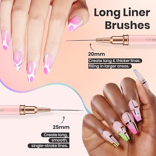Beetles Nail Art Pens, 5pcs Nail Art Brushes Liner Brushes for Nails | 5pcs liner brush set with metal handle and size variety for long lines, detailed painting and nail art designs thumbnail 5