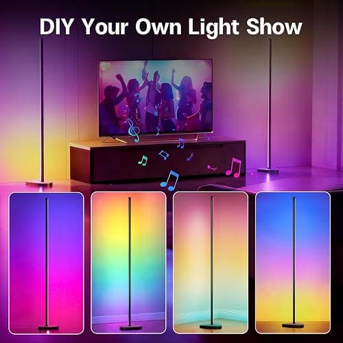 NWUNJ Smart RGBIC LED Corner Floor Lamp with Music Sync,App & Remote Control,16 Million DIY Colors,300+ Scenes,Color-Changing Ambient Lighting for Gaming Room, Bedroom, Living Room Lighting thumbnail 5