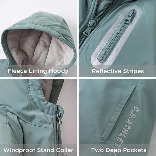 DAVE&BELLA Toddler Boys Girls Windbreaker Jacket, Hooded Solid Rain Jacket Kids Warm Fleece Lining Zip Up Outerwear Dust Coat thumbnail 4