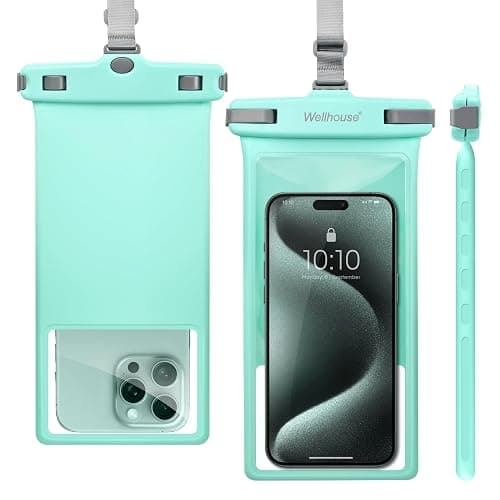 wellhouse Waterproof Phone Pouch, Waterproof Phone Case for iPhone 16 15 14 13 12 Pro Max XS Samsung, IPX8 3D Cellphone Dry Bag Beach Essentials (1 Pack - Crystal Green8.0, 8 inch) - Image 1