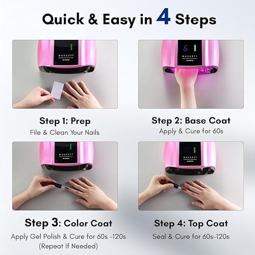 Makartt UV LED Nail Lamp with Handle for Gel Polish – Fast Curing UV Light Nail Dryer with 42 Beads 4 Timers Cordless Rechargeable Design LCD Touchscreen & Smart Sensor(Gradient Pink) thumbnail 9