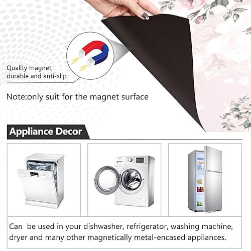 Floral Pink Roses Bouquets Dishwasher Magnet Cover Sticker Magnetic Refrigerator Panel Front Door Fridge Microwave Decal Decorative Vinyl - Floral Roses - 23 X 26 in thumbnail 3