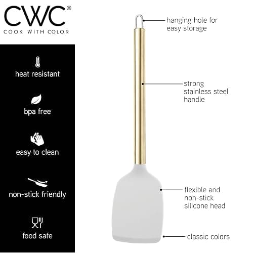 COOK WITH COLOR Silicone Cooking Utensils, Kitchen Utensil Set, Easy to Clean Silicone Kitchen Utensils, Cooking Utensils for Nonstick Cookware, Kitchen Gadgets Set with Holder, 10 Pieces thumbnail 5