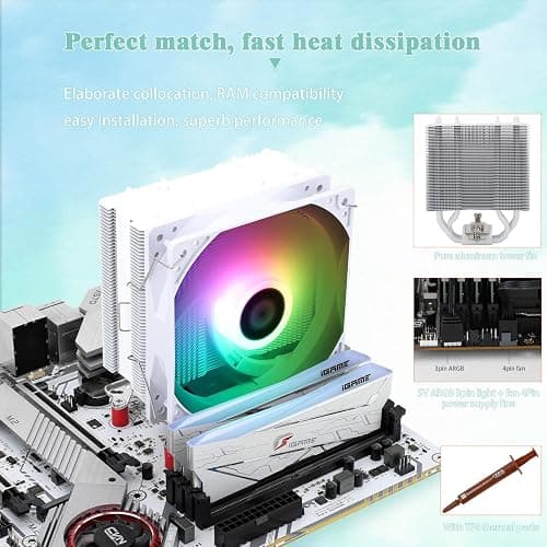 Thermalright AssassinX120 SE ARGB White CPU Air Cooler, AX120 SE ARGB, 4 Heat Pipes, TL-C12CW-S PWM Quiet CPU Fan with S-FDB Bearing, for AMD AM4/AM5/Intel 1700/1150/1151/1200/1851 thumbnail 4
