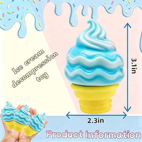 Ice Cream Squishy Toy, Summer Sensory Stress Relief Squeeze Squishy, Popsicle Squishy for Basket Stuffers, Party Favors, Anxiety Relief Everyone, Birthday Gift thumbnail 2