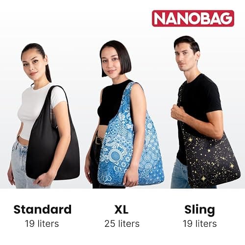 Nanobag Ultra-Lightweight Foldable Tote for Women & Men, Reusable Grocery & Travel Bag, Packable Collapsible Compact Market Essential (Standard Stars) thumbnail 9