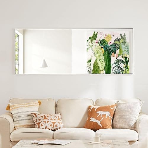 Sweetcrispy 65"x21" Full Length Body Floor Mirror Standing Hanging or Leaning Against Wall, Large Wall Mirror with Stand Aluminum Alloy Frame for Bedroom, Black thumbnail 4