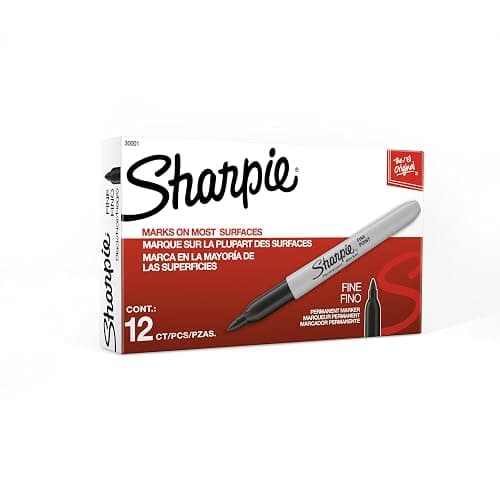 Sharpie Permanent Markers Set Quick Drying And Fade Resistant Fine Point Marker For Wood Plastic Paper Metal And More Drawing Coloring And Poster Marker Black 12 Count thumbnail 6