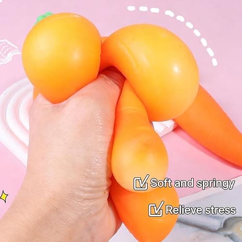 Carrot Squishies Stress Relief Toy – Slow Rising Squeeze Carrot Fidget Ball, Realistic Vegetable Fidget Toy for Adults, Portable Anxiety Relief Tool & Cute Desk Decor (1pc) thumbnail 4