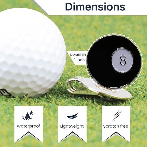 8 Ball Golf Ball Marker- Premium Golf Marker for Putting Green | Unique Golf Ball Marker for Men & Women – Ballmarker Golf Gift for Alignment & Style, 1" Wide thumbnail 7