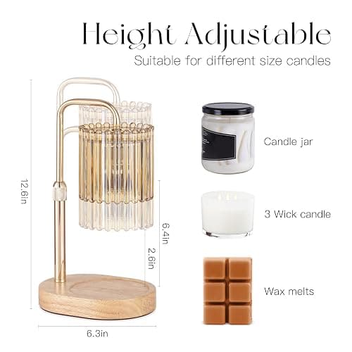 Candeldo Candle Warmer Lamp with Timer: Gold Candle Warming Lamp Height Adjustable Wax Melt Warmer Dimmable Modern Farmhouse New Home Bedroom Decor Christmas Housewarming Gift for Women thumbnail 2