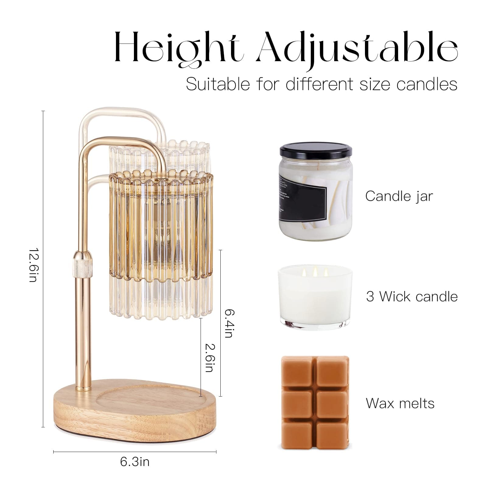 Candeldo Candle Warmer Lamp with Timer: Gold Wax Melt Warmer thumbnail 5