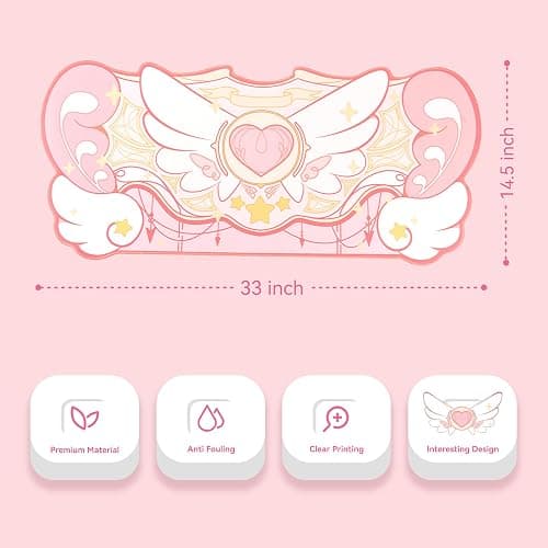GeekShare Large Gaming Mouse Pad Kawaii Pink Non-Slip Rubber Back Mouse Pad Big Waterproof Desk Mat for Keyboard and Mouse Perfect for Gaming,or Home Office Work - Star Wings（Super Dense Cloth） thumbnail 2