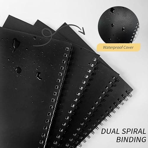 Ouzoustate Graph Paper Spiral Notebook A5 Grid Journal 5.62"x 8.4" - 4 Pack 160 Pages 100GSM Thick Paper Hardcover Notebooks for Note Taking Engineering Graphing Work School Supplies,Black thumbnail 5