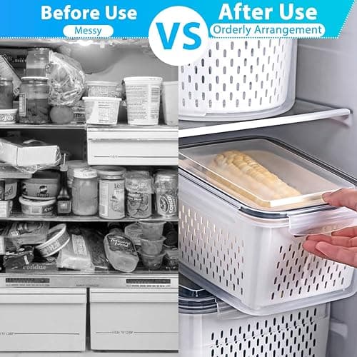 Pure Future 24-Piece Set (12-Pack) Fruit & Food Storage Containers for Fridge with Removable Colanders - Airtight Produce Saver, Organizers, BPA-Free, Freezer/Microwave Safe thumbnail 5