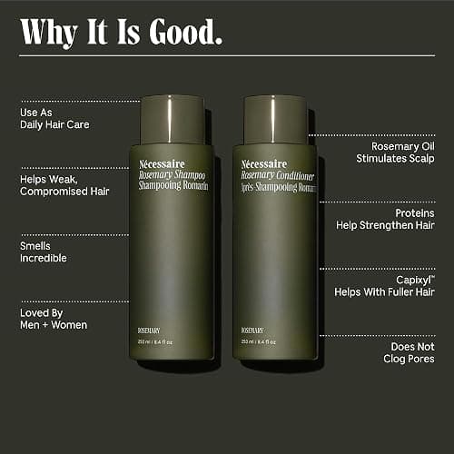Nécessaire Rosemary Hair Duo - Rosemary Shampoo and Conditioner for Women + Men. Rosemary Oil + Proteins For Stronger Hair. Good for All Hair Types/Textures. 250 ml / 8.4 fl oz thumbnail 3