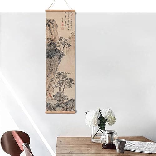 xinyuru Chinese Ancient Landscape Wall Art Poster,Tradition Canvas Printing,Oak Wood Scroll Painting Decor for Bedroom Living room (Landscape 01, 12”x41”x3 Piece) thumbnail 5