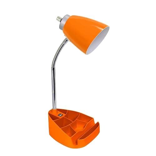 Limelights LD1056-ORG Desk Lamp Organizer with iPad Tablet Book Stand and USB Charging Port, Orange - Image 1