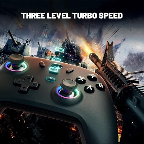 ECHTPower Wireless PC Gaming Controller - Hall Effect Joystick, 2.4G & Wired 1000Hz Polling Rate, 800mAh Battery, Adjustable Turbo/Vibration - for PC/Switch/iOS/Android thumbnail 5