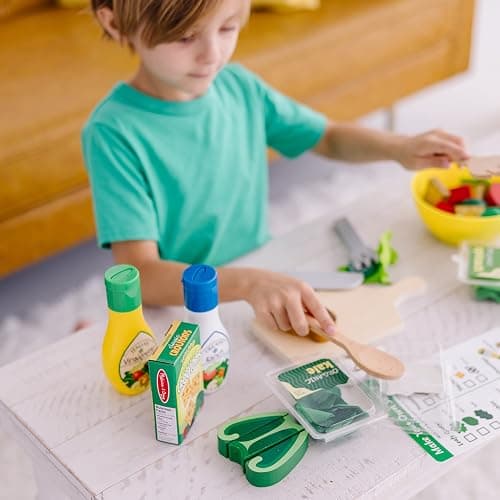 Melissa & Doug Slice and Toss Salad 52-Piece Toy Food Set & Montessori-Inspired Play Kitchen Accessories, Preschool Learning Toys for Girls & Boys 3+ thumbnail 7