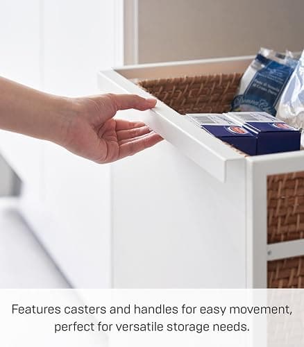 YAMAZAKI Home Tower Wheeled Wagon Cart with Adjustable Shelves and Hooks - Rolling Concealed Organization for Food, Pet Supplies, Or School Supplies, 24" - Steel - thumbnail 5