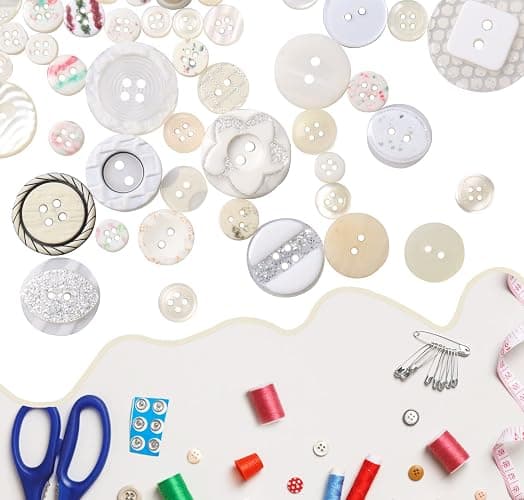 Tnstk 650 Pcs Round Resin Buttons - Assorted 2 & 4 Hole Buttons for Sewing, Crafts & DIY Projects (Shell) thumbnail 4