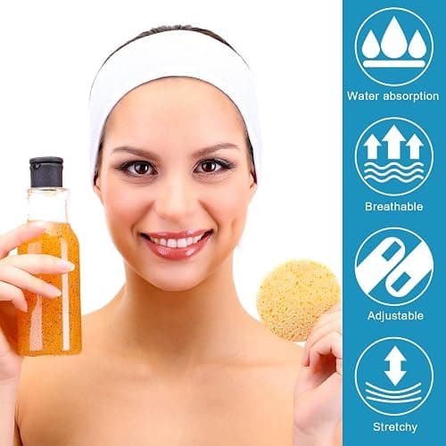 Whaline Spa Facial Headband Head Wrap Terry Cloth Headband 4 Counts Stretch Towel for Bath, Makeup and Sport (White) thumbnail 6