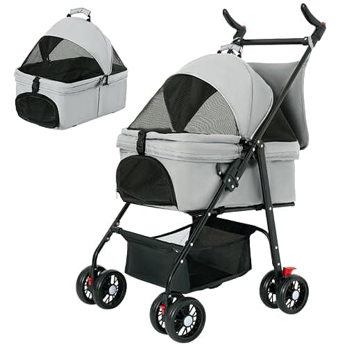 Tokenkuko Pet Stroller,3-in-1 Folding Dog Stroller,Multifunction Dog Cat Jogger Stroller,4 Wheel Foldable Pet Stroller with Detachable Carrier Storage Basket&Storage Bag for Medium Small Dogs Cats - Image 1