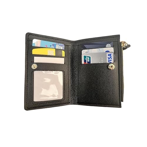 Aoaoss Small Wallet Women I Cherry Wallet I Women'sCute Embroidered Short Wallet I Women and Girls Daily Life Fashionable Versatile Pu Leather Zipper Wallet I Cherry Print Ladies Mini Purse (Black) thumbnail 3