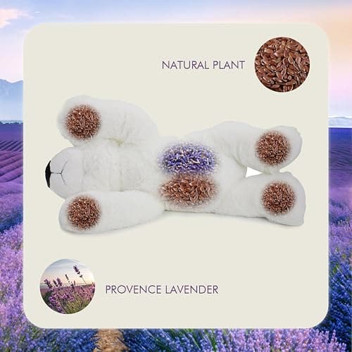 OSOCU® Microwavable & 1.8 LB Weighted Stuffed Animal - Polar Bear Heating Pad with Lavender & Tourmaline - Soothing Warm Heatable Plush Toy for Menstrual Cramps, Muscle Aches, Shoulder Tension thumbnail 5