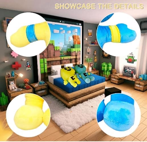 UMMEI 2024 New Creeper Plush Filler(11 inch), Plush Doll Soft Plush Toy Cute Pillow, Favorite Birthday Gift for Boys and Girls (Yellow+Blue) thumbnail 4