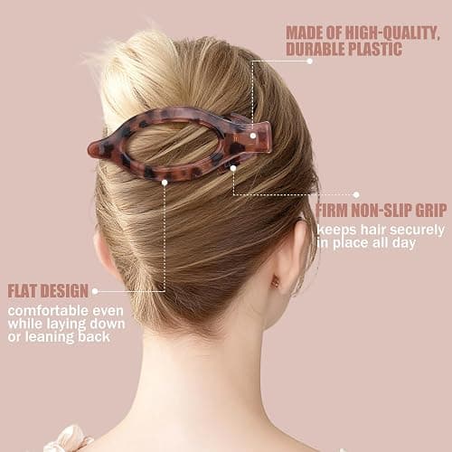 Flat Hair Clips for Women - 6 PCS French Flat Claw Clips Medium Hair Clips for Girls Large Hair Claw Clips for Thick or Thin Hair Strong Hold No Slip Hair Accessories for women (Transparent) thumbnail 5