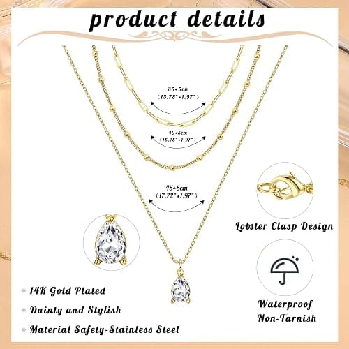 Kakonia Layered Gold Necklace for Women 14K Gold Plated Pendant Necklace Set Gold Necklace Satck Dainty Gold Chain Trendy Jewelry for Women thumbnail 6