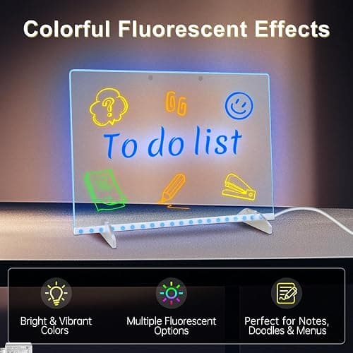 LED Note Board with 7 Colors, Includes Adapter, 13"x10" Led Drawing Board for Kids, Light Up Dry Erase Boards with 7 Markers, Soft Cloth, Hanging Chain, Holiday Trend Gift thumbnail 5